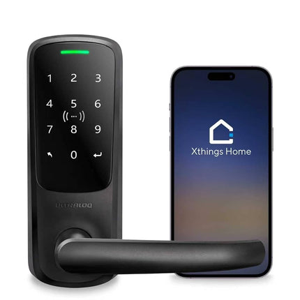ULTRALOQ Latch 5 Built in WiFi Smart Lock with NFC, 5-in-1 Keyless Entry Door Lock with Bluetooth, Smart Handle with Keypad (Black)