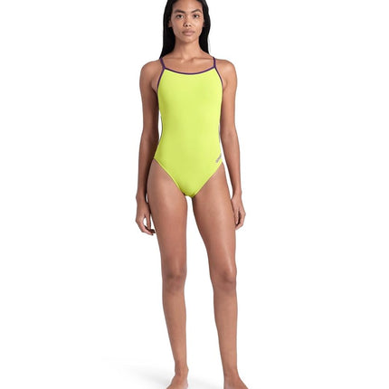 Arena Women's Performance Team Solid Lace Back Swimsuit One Piece Bathing Suit