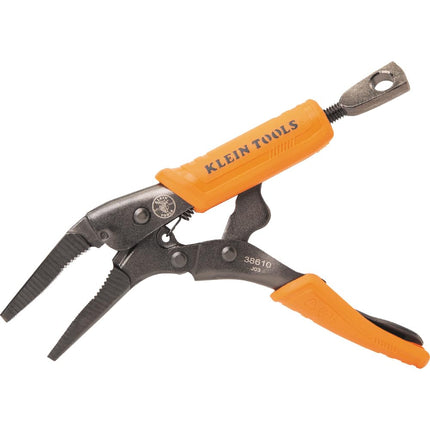 Klein Tools 38610 Locking Plier, Long Nose with Lever Release Handles, High Torque, Ideal for Tight Spaces, 4-Inch