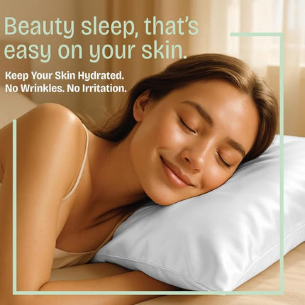 Sweet Dreams 2-Pack Luxury Satin Pillowcase with Zipper, Queen Size, White (Silky Satin Pillow Case for Hair) by Shop Bedding