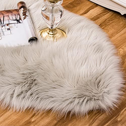 EasyJoy Faux Fur Soft Fluffy Single Sheepskin Style Rug Chair Cover Seat Pad Shaggy Area Rugs for Bedroom Sofa Floor (2 x 3 ft Sheepskin, Light Grey)