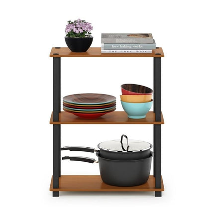 Furinno Turn-S-Tube 3-Tier Compact Multipurpose Shelf Display Rack with Square Tube, Light Cherry/Black