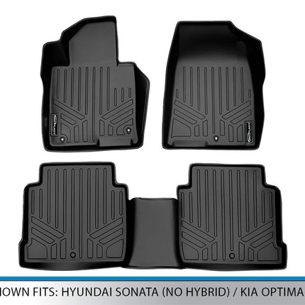 SMARTLINER Tapis de sol sur mesure, ensemble de 2 rangées, noir, pour Hyundai Sonata 2015-2019 / Kia Optima 2016-2019