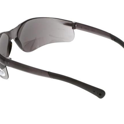 MCR Safety Crews BKH25G BearKat Magnifier Polycarbonate 2.5 Diopter Gray Lens Safety Glasses with Non-Slip Hybrid Black Temple Sleeve