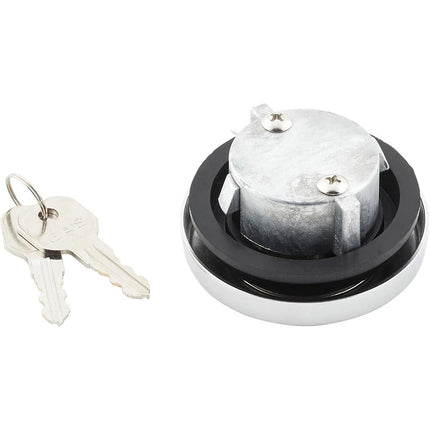 United Pacific S1301 Chrome Vented Locking Gas Cap With Two Keys For Various 1947-71 Chevy & Ford Vehicles