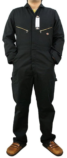 Dickies Men's 7 1/2 Ounce Twill Deluxe Long Sleeve Coverall - Industrial Workwear, Zipper Front, Garage Uniform Fit, Black, Medium Tall US