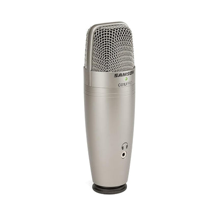Samson C01U Pro - USB Studio Condenser Microphone with a Headphone Output for Zero-Latency Monitoring - Silver