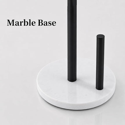 Matte Black Paper Towel Holder,Stainless Steel Paper Towel Holder for Kitchen Roll Organize, Standard or Jumbo-Sized Roll Paper, Countertop Roll Dispenser with Marble Base