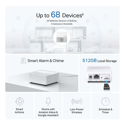 TP-Link Tapo Smart Hub with Built-in Alarm & Chime, Requires 2.4GHz Wi-Fi, Reliable Long-Range Connections w/Tapo Camera, Doorbell and Sensors, Ultra-Low Power Wireless Protocol (Tapo H200)