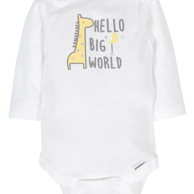 Gerber Unisex Baby 6 Pack Long-Sleeve Onesies Bodysuit, Animals Green, 12 Months