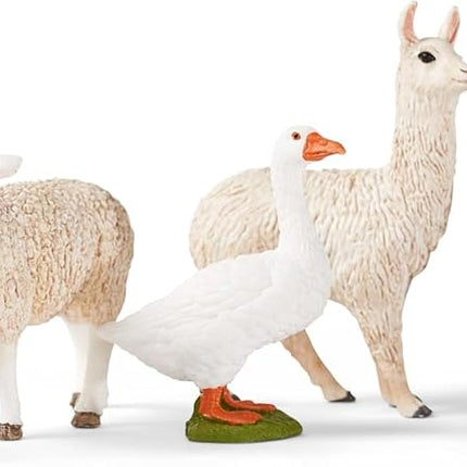 schleich Farm World - Lote de 5 figuras de animales bonitas con conejo de juguete, oveja, llama, pollo y ganso - Set de juego de figuras realistas de granja - Juguetes educativos para niños pequeños - Niños y niñas a partir de 3 años | 77536