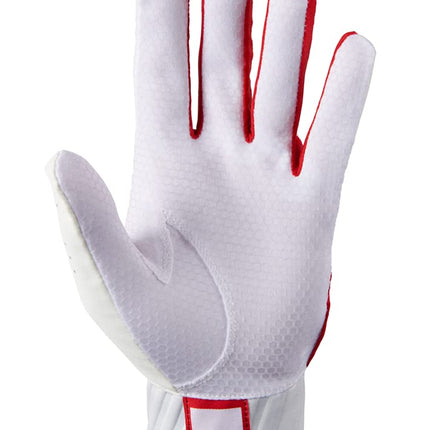 Mizuno MVP Youth Baseball Batting Glove, White-Red, XX-Small