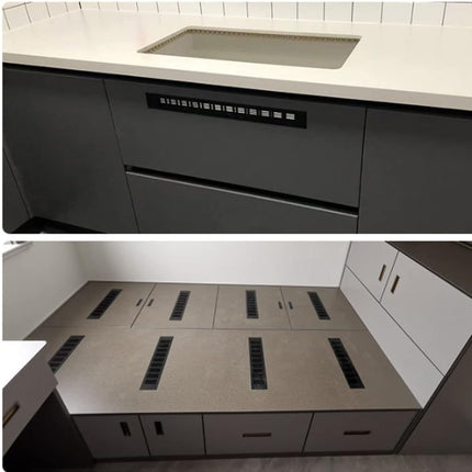 2 Pcs Black Air Vent Grille Cover 600mm x 80mm Aluminum Alloy Kitchen Air Vent Cover Cupboard Vents 24 x 3 Inch Fridge Vent Louvred Wall Vent Grille Ventilation Cover