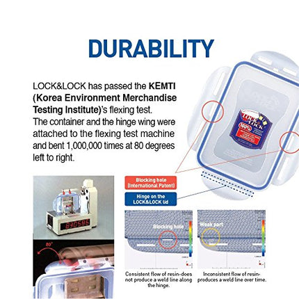 (Pack of 4) LOCK & LOCK Airtight Rectangular Food Storage Container 6.08-oz / 0.76-cup