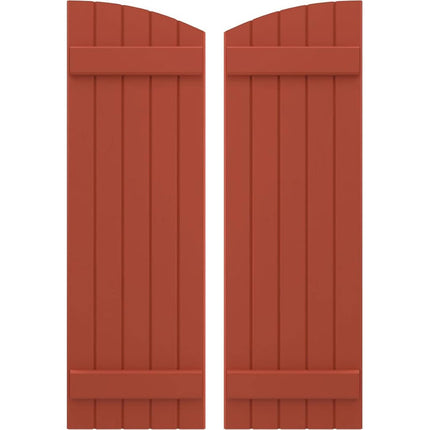 Ekena Millwork ARW101BE518X39CLH Americraft Five 2 Exterior Real Wood Joined Board-n-Batten Shutters w/Elliptical Top (Per Pair), 17 1/2"W x 39"H, Colorful Leaves