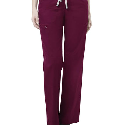 WonderWink Women's Plus Size Wonderwork Straight Leg Cargo Scrub Pant, Wine, 3X-Large Tall