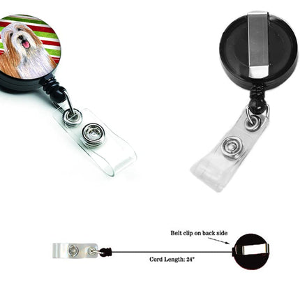 Caroline's Treasures Bearded Collie Candy Cane Holiday Christmas Retractable Badge Reel, Multicolor (LH9240BR)