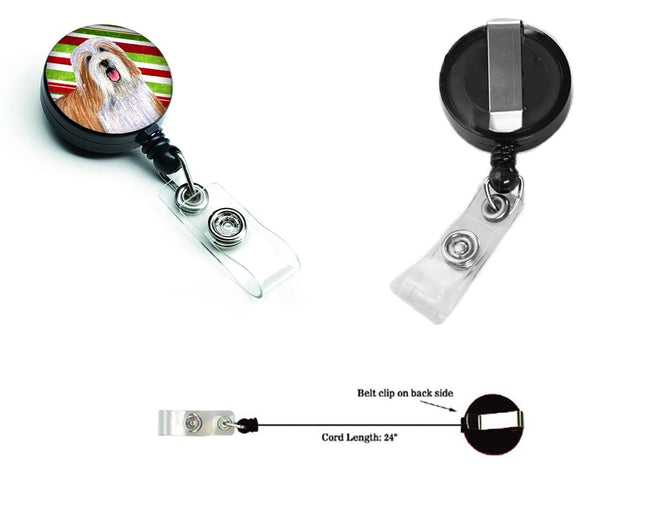 Caroline's Treasures Bearded Collie Candy Cane Holiday Christmas Retractable Badge Reel, Multicolor (LH9240BR)