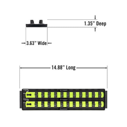 Ernst Manufacturing 8469HV 13-Inch Socket Boss, Premium 2-Rail 1/2-Inch-Drive Socket Organizer, High Visibility - Made in the USA