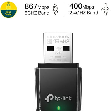 TP-Link Archer T2U AC600 WiFi Dongle, Mini USB WiFi Adapter for PC