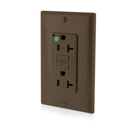 Leviton GFTR2-HG 20A-125V Extra-Heavy Duty Hospital Grade Tamper-Resistant Duplex Self-Test GFCI Receptacle, Brown, 20-Amp