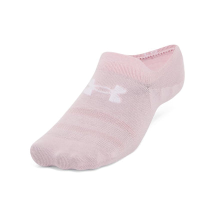 Under Armour Unisex-Adult Essential Ultra Low Tab Socks 6 Pack, (103) White/White/Prime Pink, X-Large