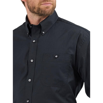 Camisa de hombre Wrangler George Strait Western de manga larga, corte relajado, con botones, negra, 2X Tall