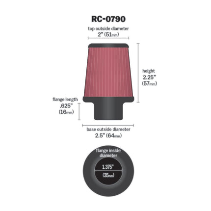 K&N RC-0790 Car and Motorcycle Universal Chrome Filter