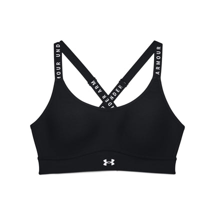 Under Armour Infinity Covered Mid Sport Bra, Women Black, Black / Black / Jet Gray (001), XS
