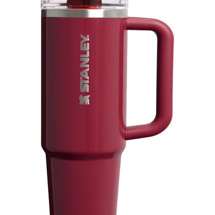 Vaso Stanley Quencher ProTour Flip Straw con tapa a prueba de fugas 30 oz | Popote y asa incorporados | Compatible con portavasos para viajes | Taza aislada de acero inoxidable | Sin BPA | Brillo arándano