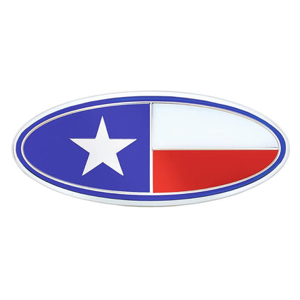 United Pacific 10934 Die-Cast Metal 7 ⅞” x 3 ¼” Chrome Oval Shape Emblem for Peterbilt, Mounting Stud w/Double-Sided Backing – ONE Emblem – Texas Flag