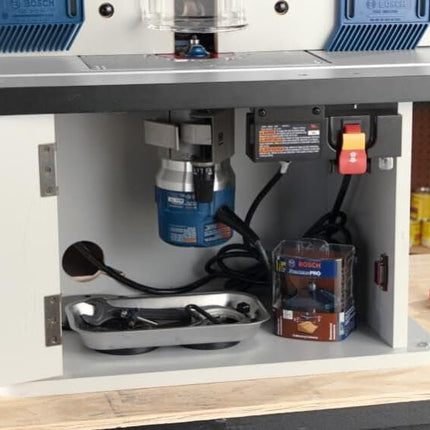 BOSCH RA1171 25-1/2 in. x 15-7/8 in. Benchtop Laminated MDF Top Cabinet Style Router Table with 2 Dust Collection Ports