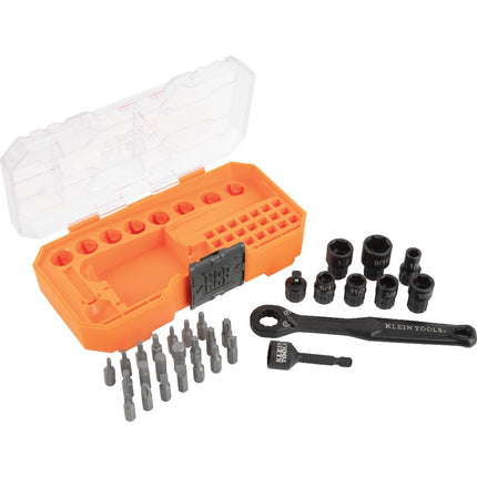 Klein Tools 65300 KNECT 32-Piece Pass Through Socket Set, SAE Impact Socket Set with MODbox Case, 1/4-Inch Drive, Sockets, Bits and Accessories