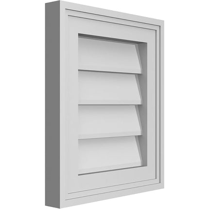 Ekena Millwork GVPVE12X1402SN Vertical Surface Mount Gable Vent: w/ 2" 1-1/2"H Brickmould Frame, 12"W x 14"H, PVC