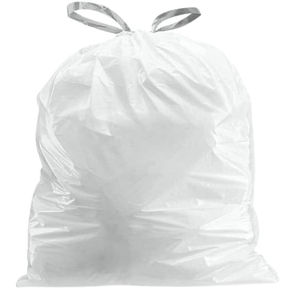Plasticplace Trash Bags simplehuman (x) Code R Compatible (200 Count) │ White Drawstring Garbage Liners 2.6 Gallon / 10 Liter │ 16.5" x 18"