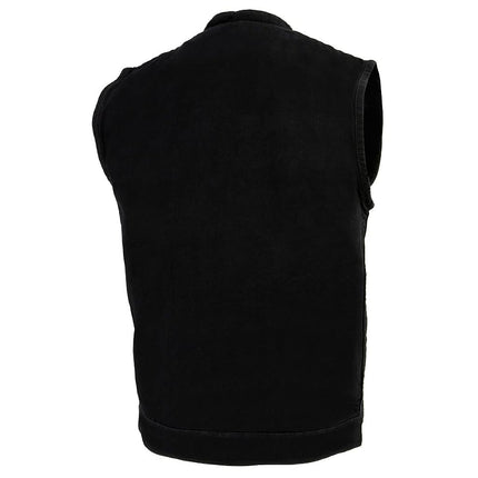 Chaleco vaquero de hombre Milwaukee con broche oculto y cremallera (Negro, Grande)
