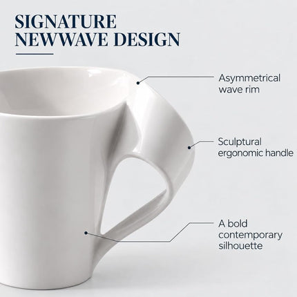 Villeroy & Boch 1025251300 New Wave Coffee Cup, 200 ml, Premium Porcelain, White