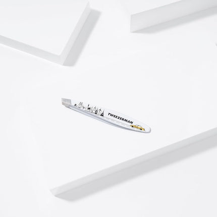 TWEEZERMAN New York Mini Oval Tweezers (Hand-Cut Slant Tips, Eyebrow Plucking, Professional Quality, Stainless Steel)