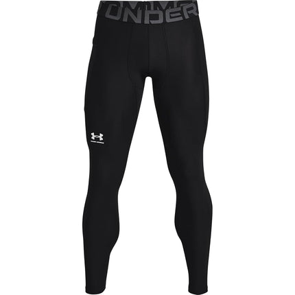 Under Armour Men's Standard HeatGear Leggings, Black (001)/White, Large Tall