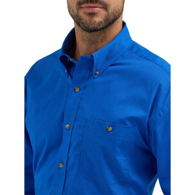 Chemise boutonnée noire unie Wrangler George Strait, bleu roi, 2X Tall