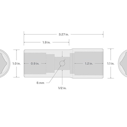 TEKTON 1/2 Inch Drive 19 x 21 mm Thin Wall Impact Flip Socket | SIF21921