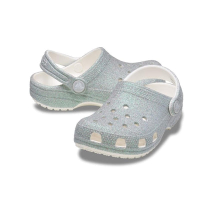 Crocs Unisex Kids Clog, Classic Iridescent Glitter Clog K, White, 4 UK Child