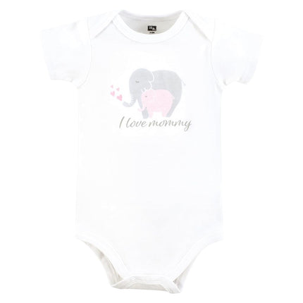 Hudson Baby Unisex Baby Cotton Bodysuits, Multi Color Mommy Elephant, 12-18 Months