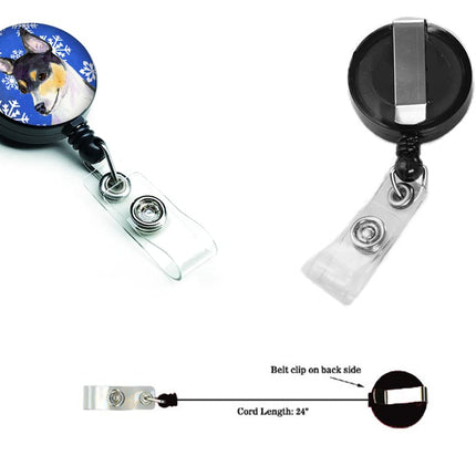 Caroline's Treasures SS4656BR Chihuahua Winter Snowflakes Holiday Retractable Badge Reel, for Nurses ID Badge Holder with Clip Retractable Employee Badge Holder,