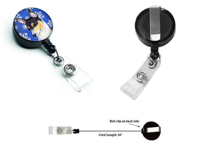 Caroline's Treasures SS4656BR Chihuahua Winter Snowflakes Holiday Retractable Badge Reel, for Nurses ID Badge Holder with Clip Retractable Employee Badge Holder,