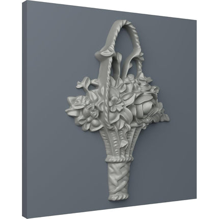 Ekena ONL04X06X01FL 4 W x 6 1/4" H x 7/8" P Flower Basket Center Onlay, Primed