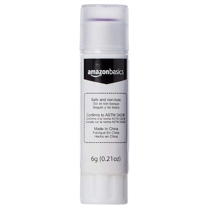 Amazon Basics Washable School Glue Sticks, Dries Clear, 7 g Stick, 60-Pack, Small, Purple