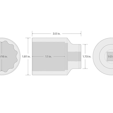 TEKTON 1/2" Drive x 1-5/16" Deep 12 Pt. Socket | SHD23233