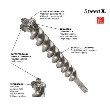 Bosch HC5026 11/16 In. x 21 In. SDS-max Speed-X Rotary Hammer Bit