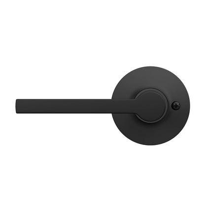 Lock Scout Straight Lever with Round Trim Dummy Door Handle, Matte Black Finish, 4 Pack